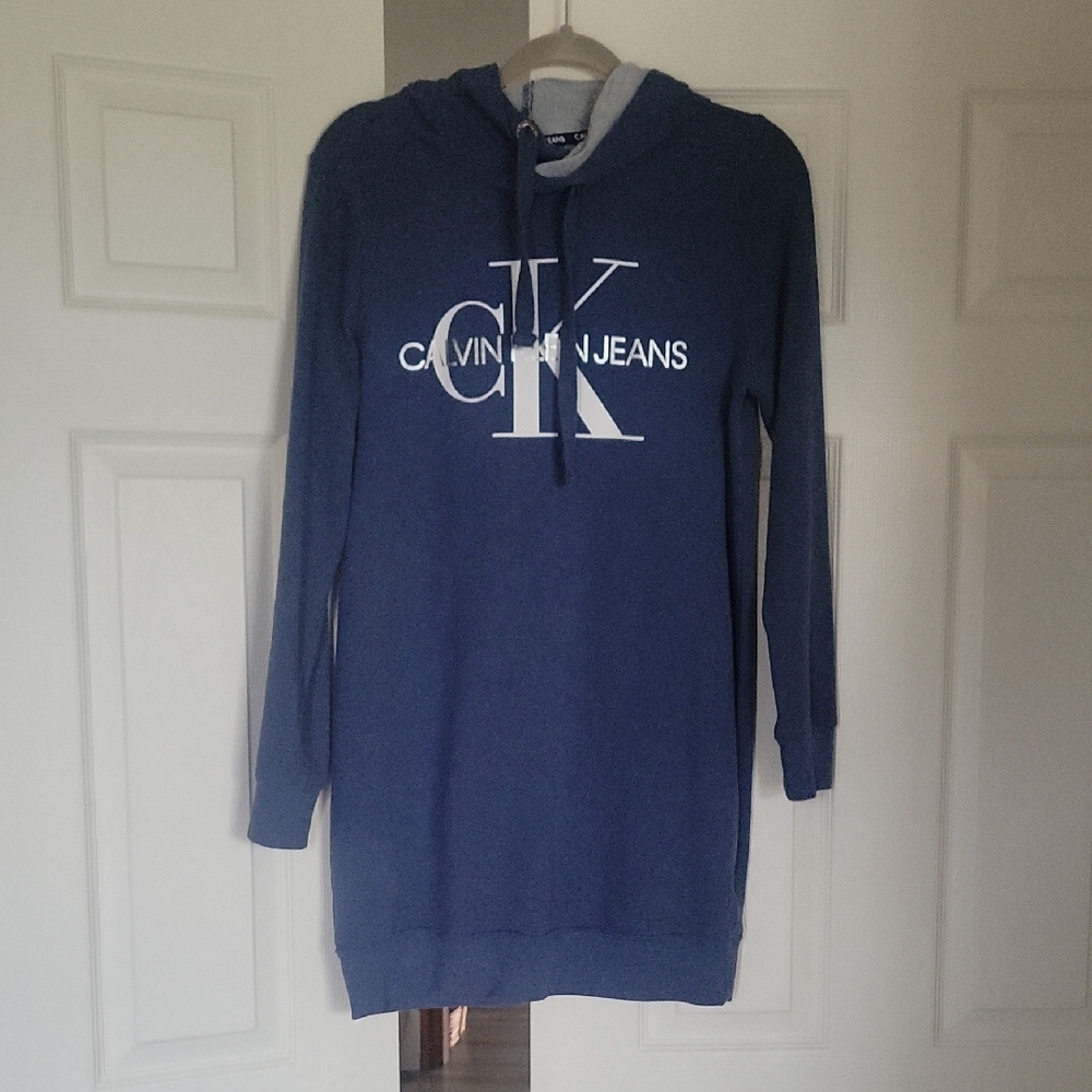 Calvin Klein Blue Hoodie Dress